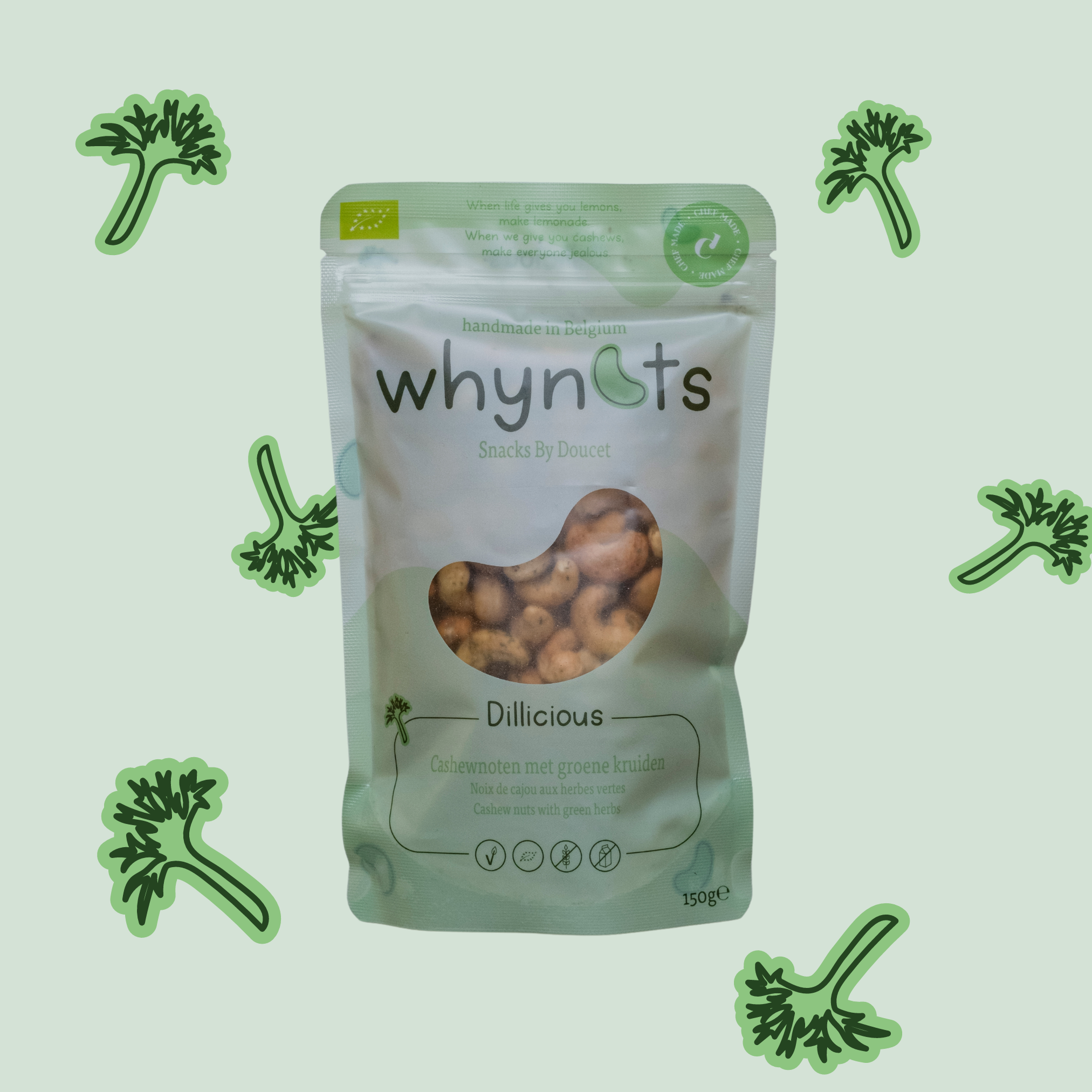 Cashews with fresh green herbs (organic)